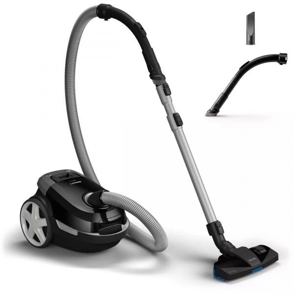 Aspirator cu sac Philips Seria 3000 XD3112/09, 900 W, 3 l, filtru anti-alergeni, perie integrata, cap TriActive, Negru