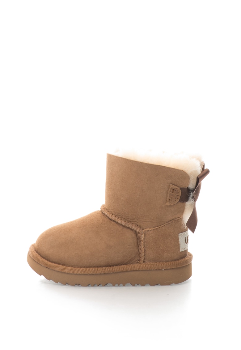 Ghete fara inchidere din piele intoarsa cu detaliu cu funda Mini Bailey - Caramel