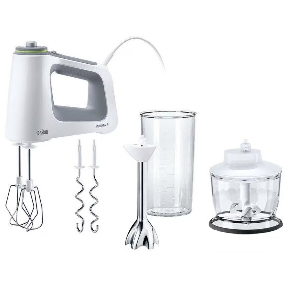 Oferte la Mixer de Mana HM5137WH 750W 9 Trepte de Viteza + Turbo Tehnologie SmartMix 0.6L 2 Teluri 2 Carlige Aluat  Alb
