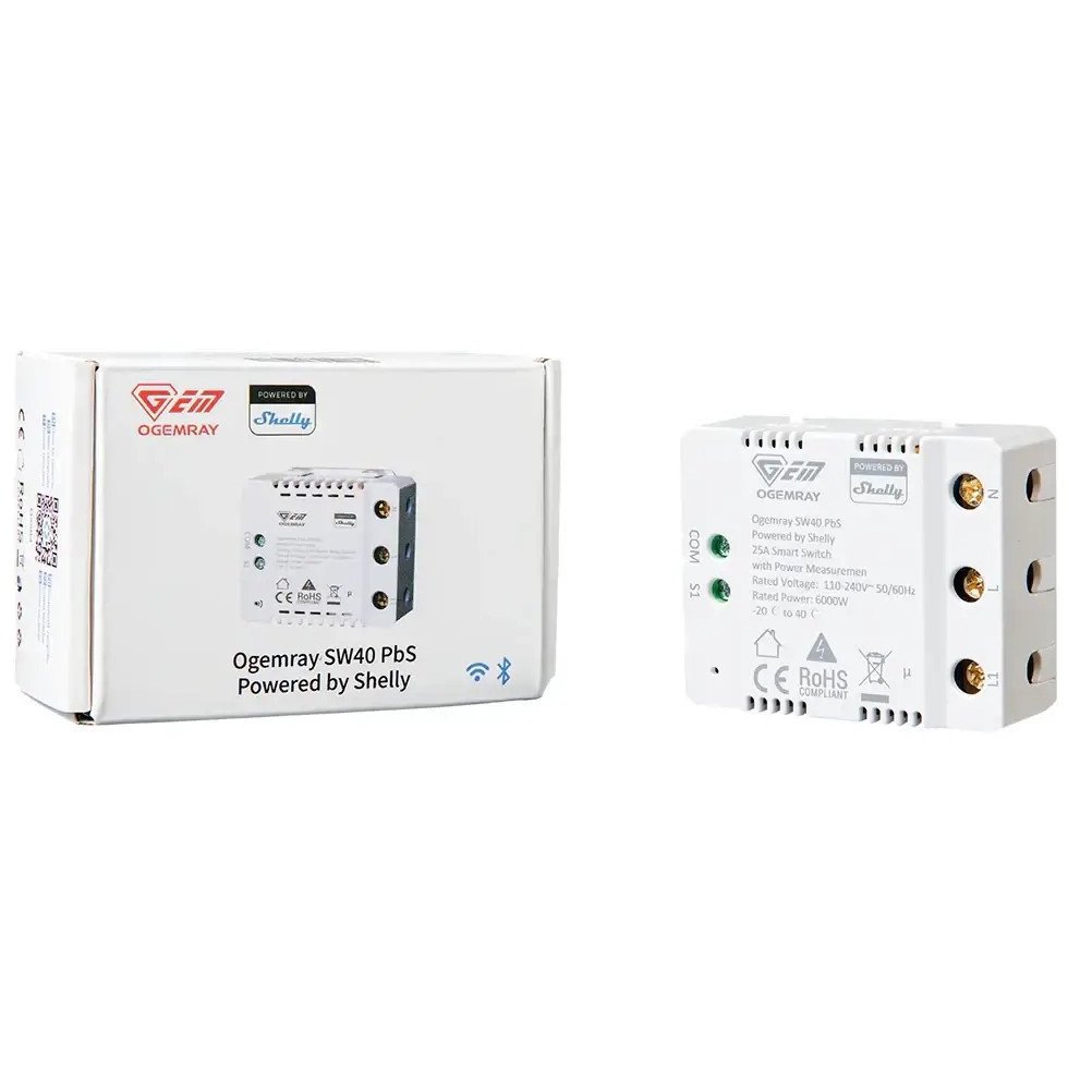 Ogemray Smart Relay 25A Control inteligent pentru consumatori mari, cu functii complete Shelly 3800238070885