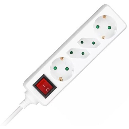 Prelungitor 4 cai cu intrerupator 1.5M( 3G1.5MM2) alb V-TAC SKU-8770