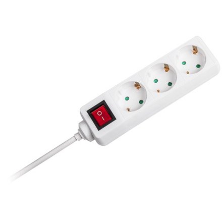 Prelungitor 3 cai cu intrerupator 1.5M( 3G1.5MM2) alb V-TAC SKU-8762