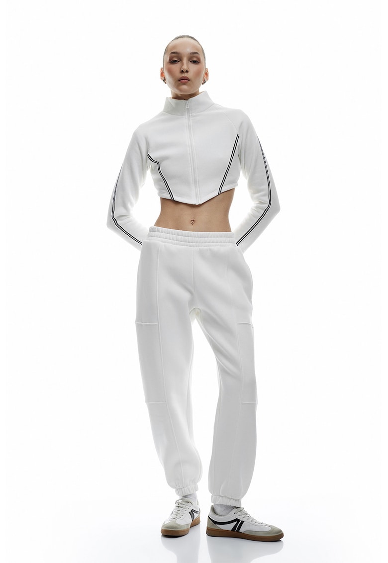 Pantaloni relaxed fit de trening - Alb fildes