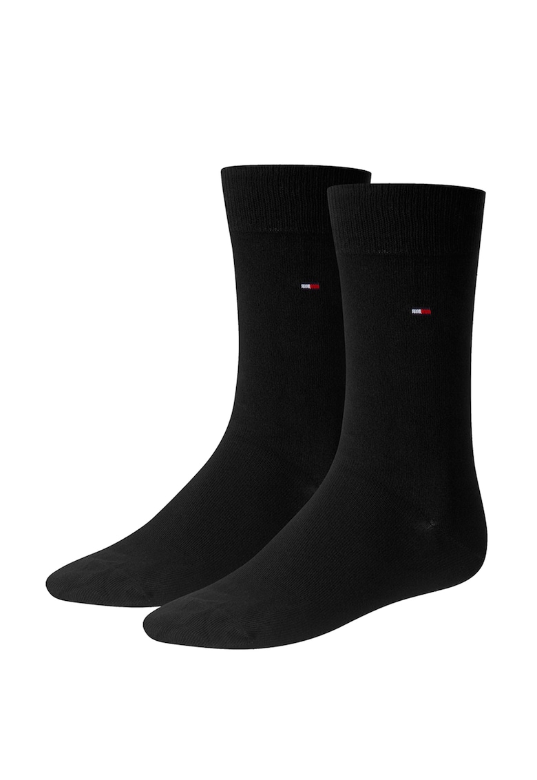 Set de sosete lungi cu logo brodat - 2 perechi - Negru