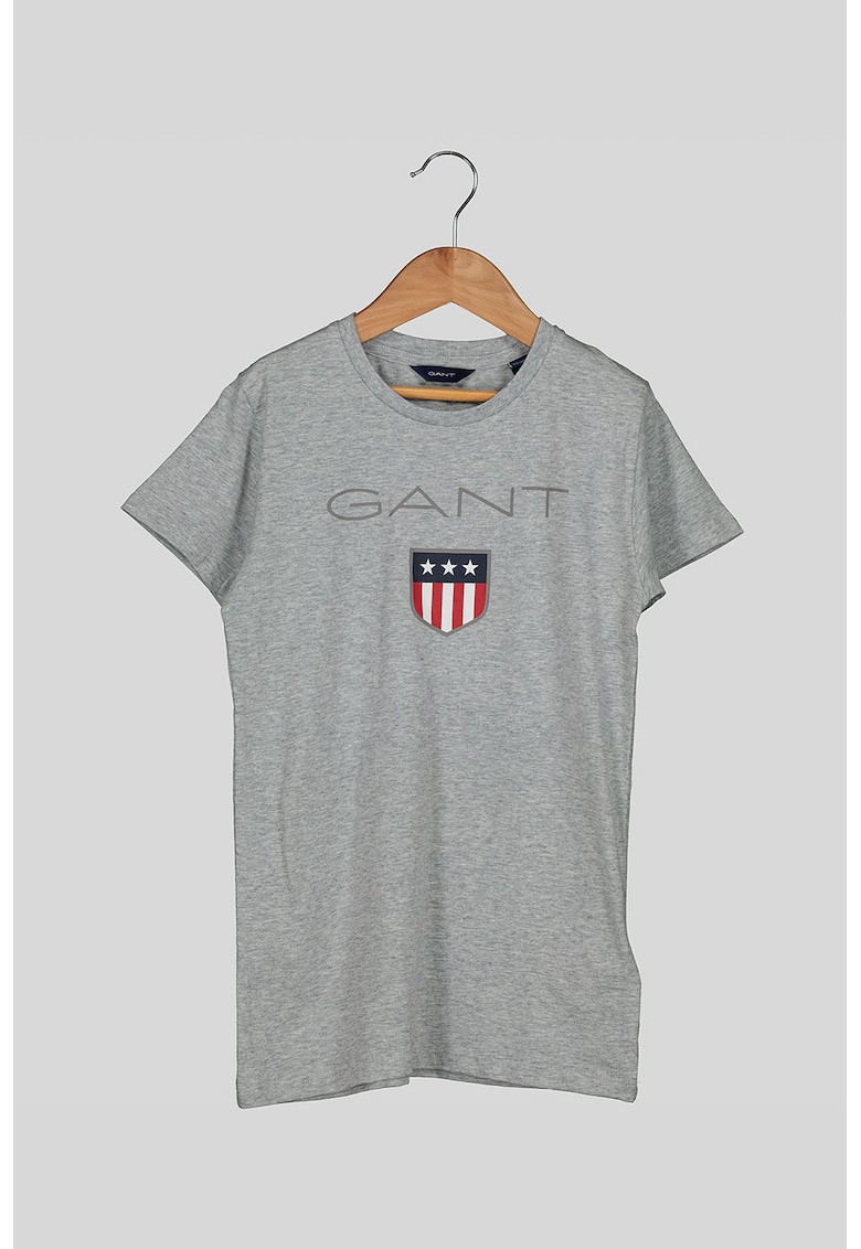 Tricou din bumbac cu imprimeu logo Shield - Gri deschis