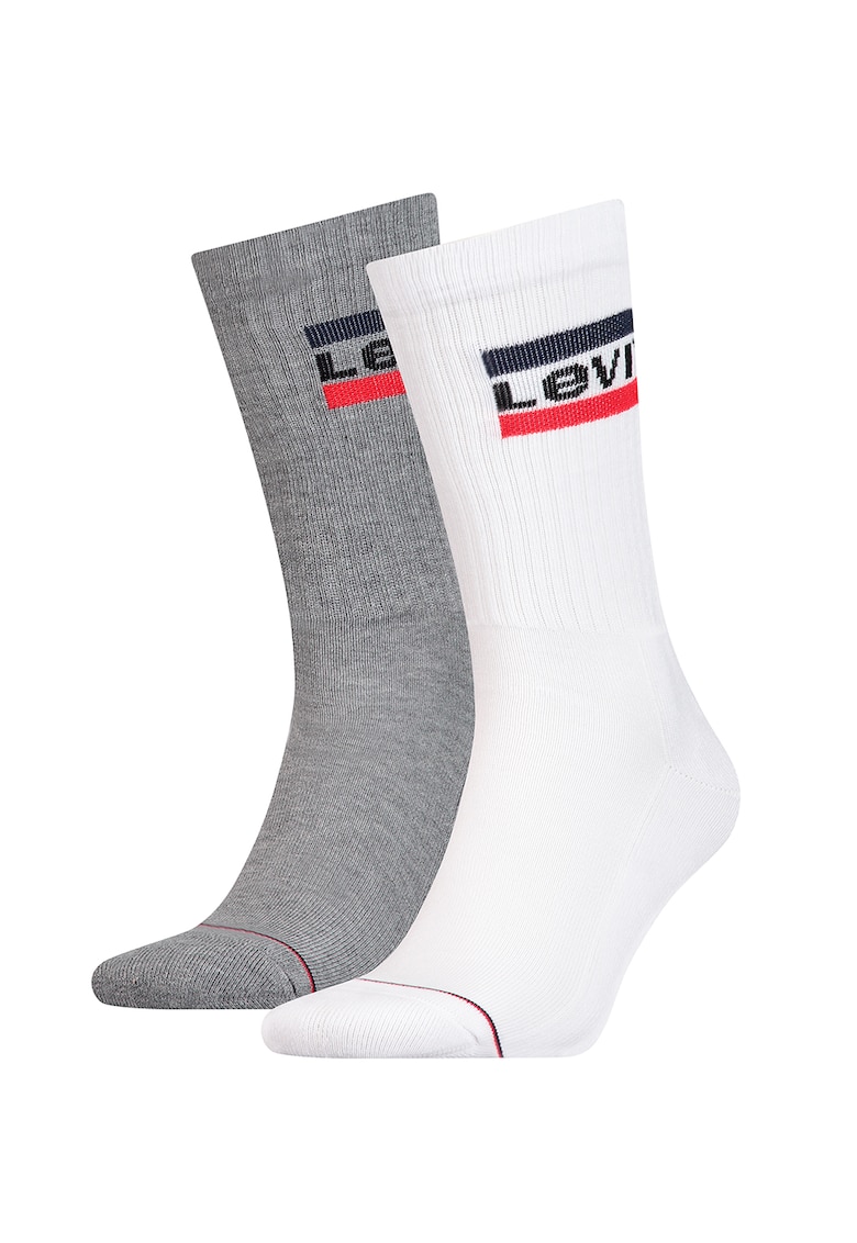 Set de sosete lungi unisex - 2 perechi - Alb/Negru/Gri