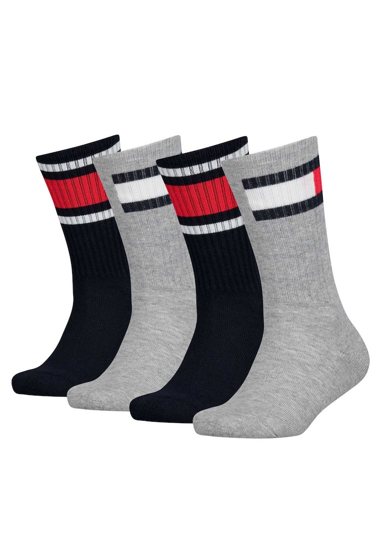 Set de sosete lungi cu logo - 4 perechi - Gri/Bleumarin