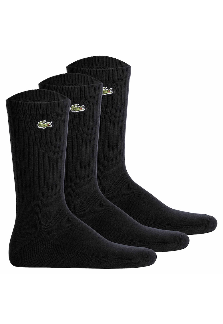 Set de sosete lungi unisex cu logo - 3 perechi - Negru