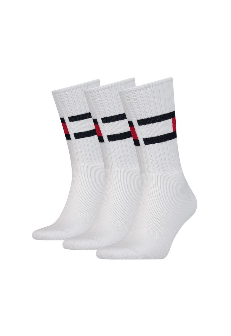 Set de sosete lungi cu monograma - 3 perechi - Alb