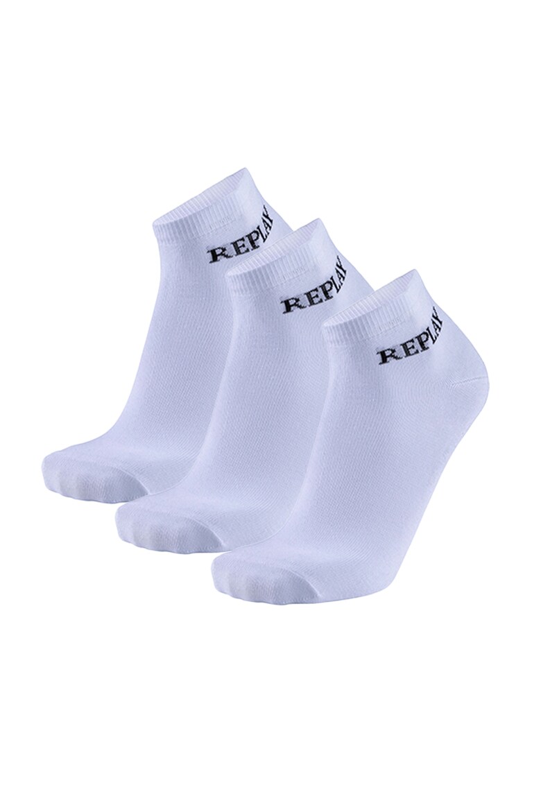 Set de sosete unisex scurte cu logo - 3 perechi - Alb