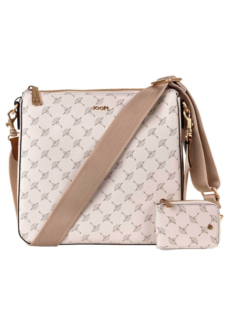 Geanta crossbody de piele ecologica cu model logo Jasmina - Alb