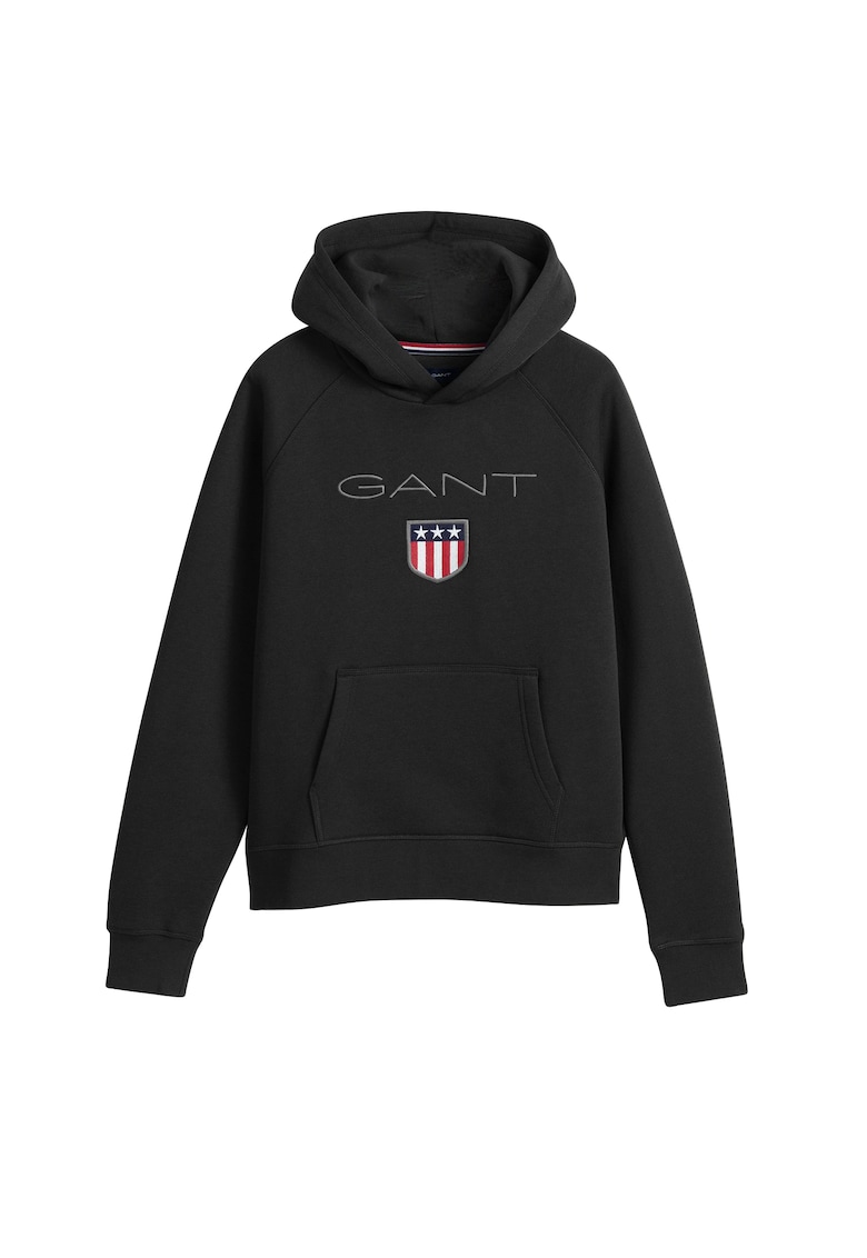 Hanorac cu logo brodat - Negru