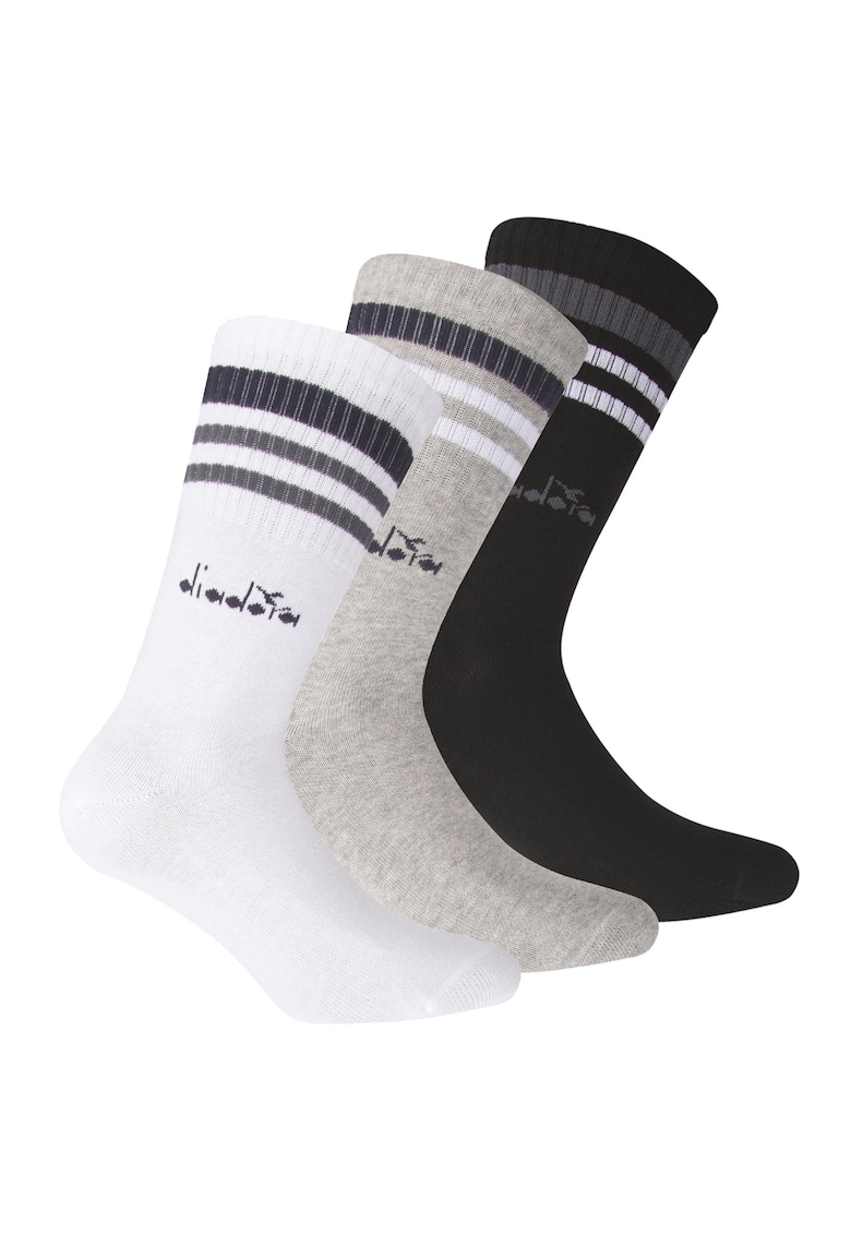 Set de sosete lungi unisex - 3 perechi - Alb/Negru/Gri