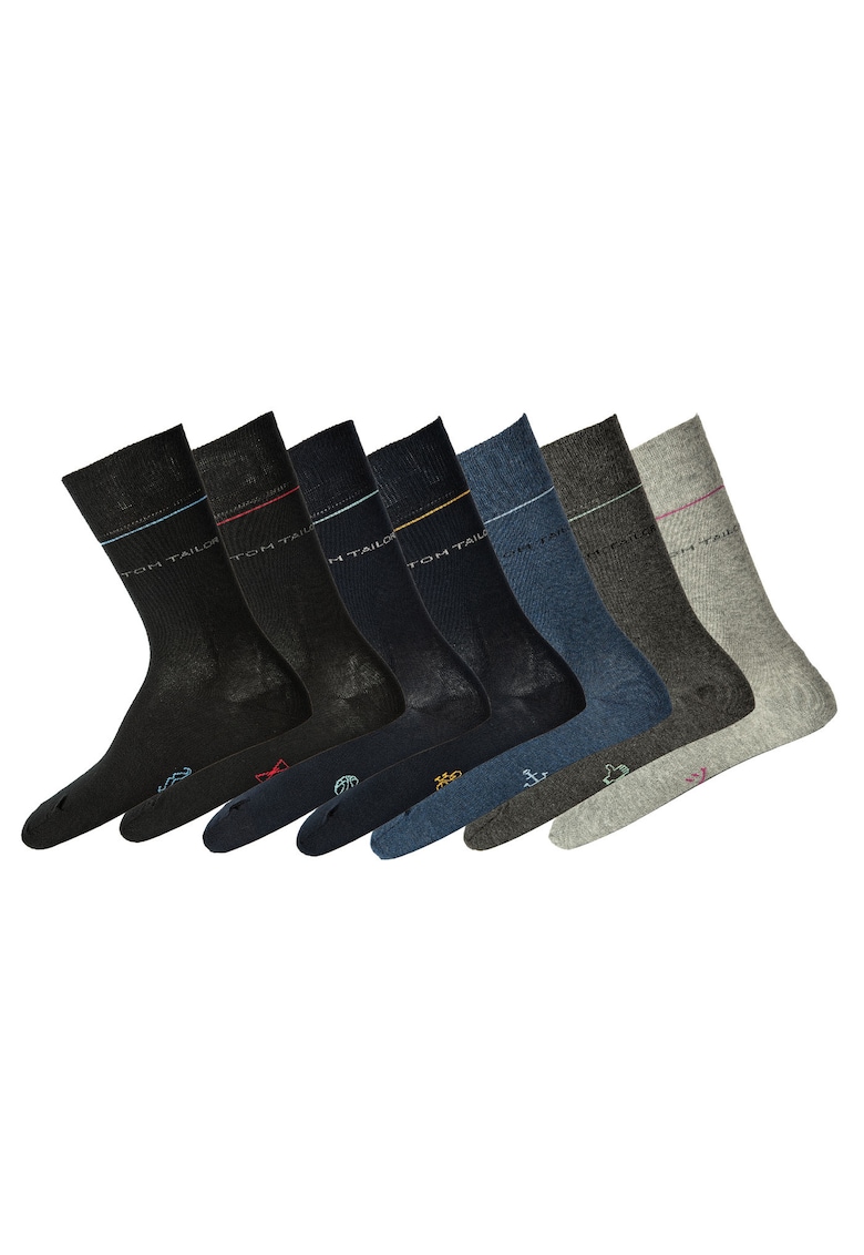 Set de sosete lungi unisex - 7 perechi - Negru/Gri/Albastru