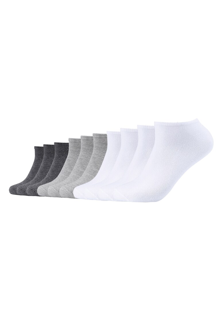Set de sosete unisex pana la glezna - 10 perechi - Alb/Gri melange