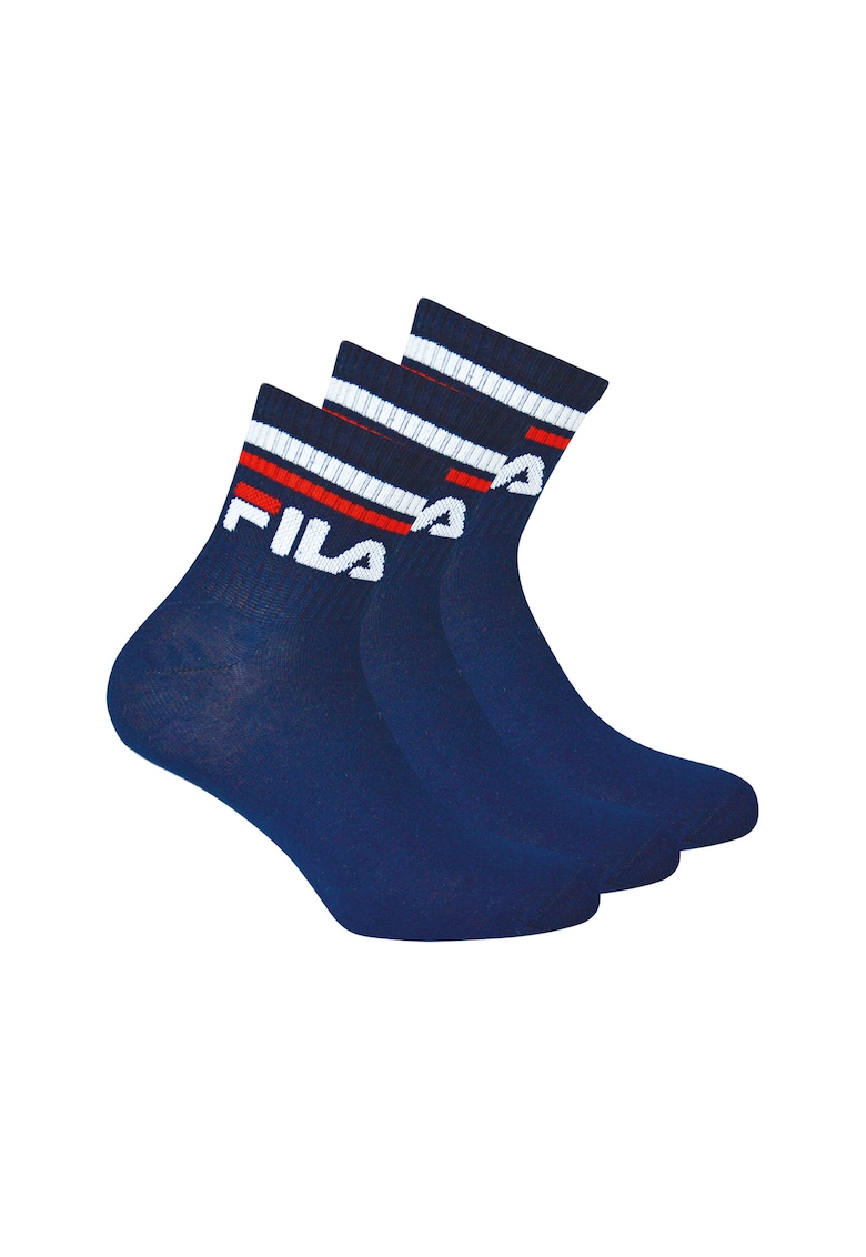 Set de sosete scurte unisex cu logo - 3 perechi - Albastru