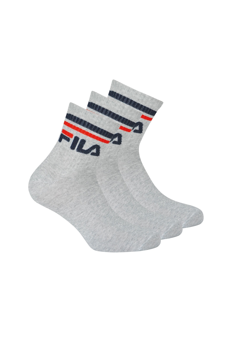 Set de sosete scurte unisex cu logo - 3 perechi - Gri