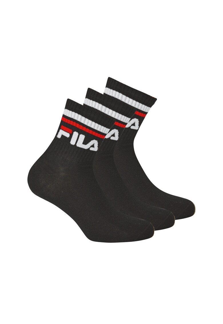 Set de sosete scurte unisex cu logo - 3 perechi - Negru
