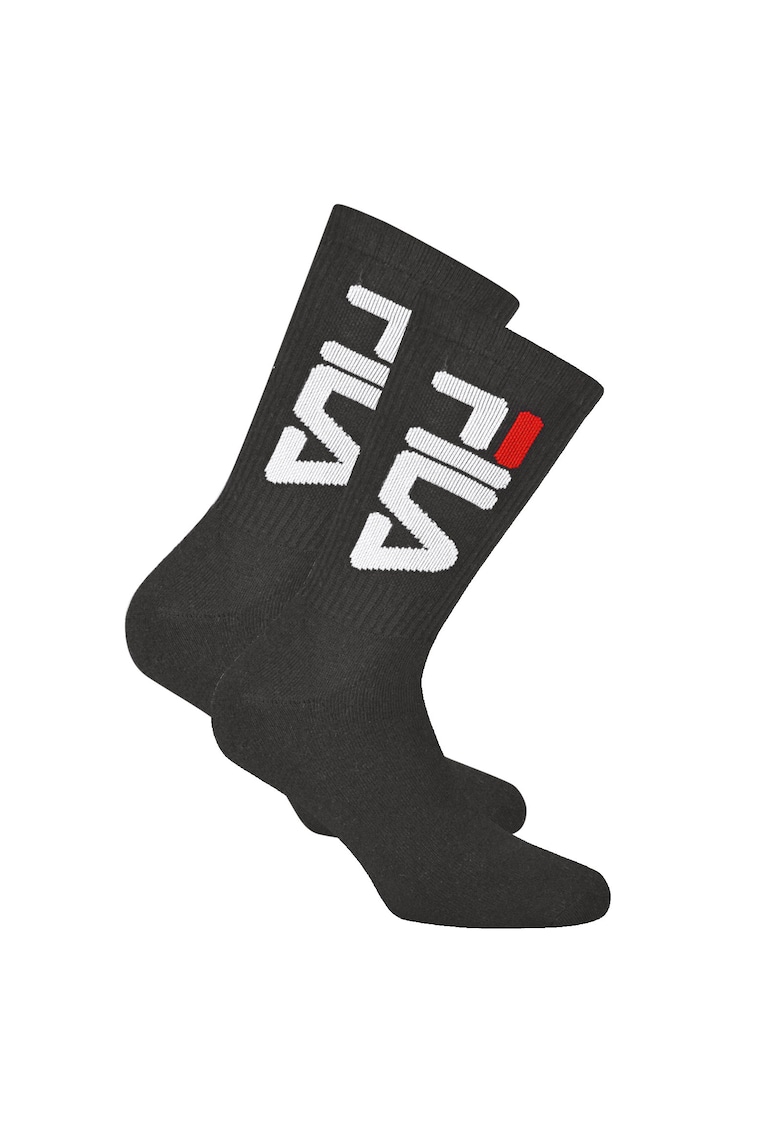 Set de sosete lungi unisex cu logo - 2 perechi - Negru