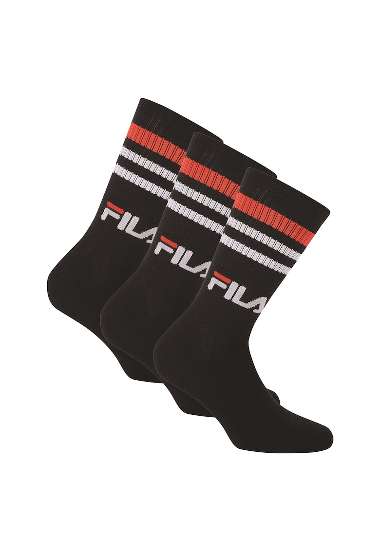 Set de sosete lungi unisex cu logo - 3 perechi - Negru