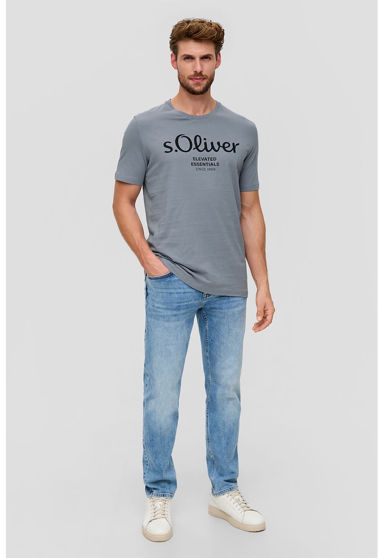 Tricou de bumbac cu imprimeu logo - Gri albastrui