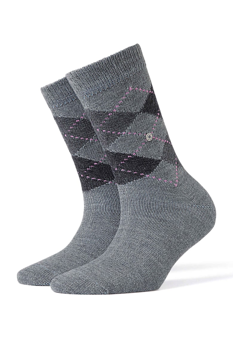 Sosete lungi cu model argyle Whitby - Gri deschis