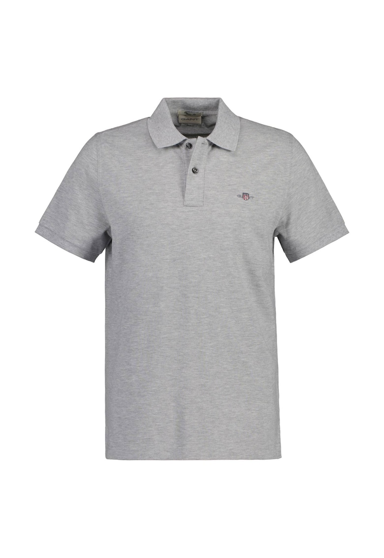 Tricou polo din bumbac pique Shield - Gri