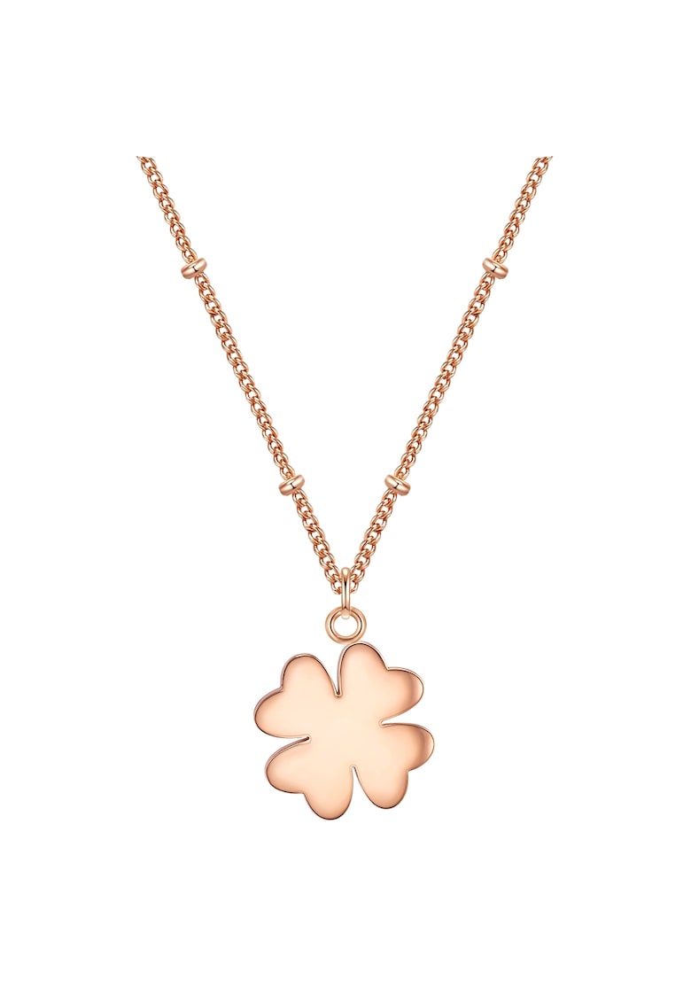 Colier placat cu aur de 18K - cu pandantiv trifoi - Auriu rose