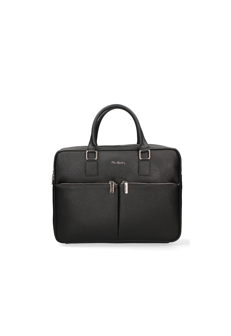 Oferte la Servieta de piele cu doua buzunare externe - Negru