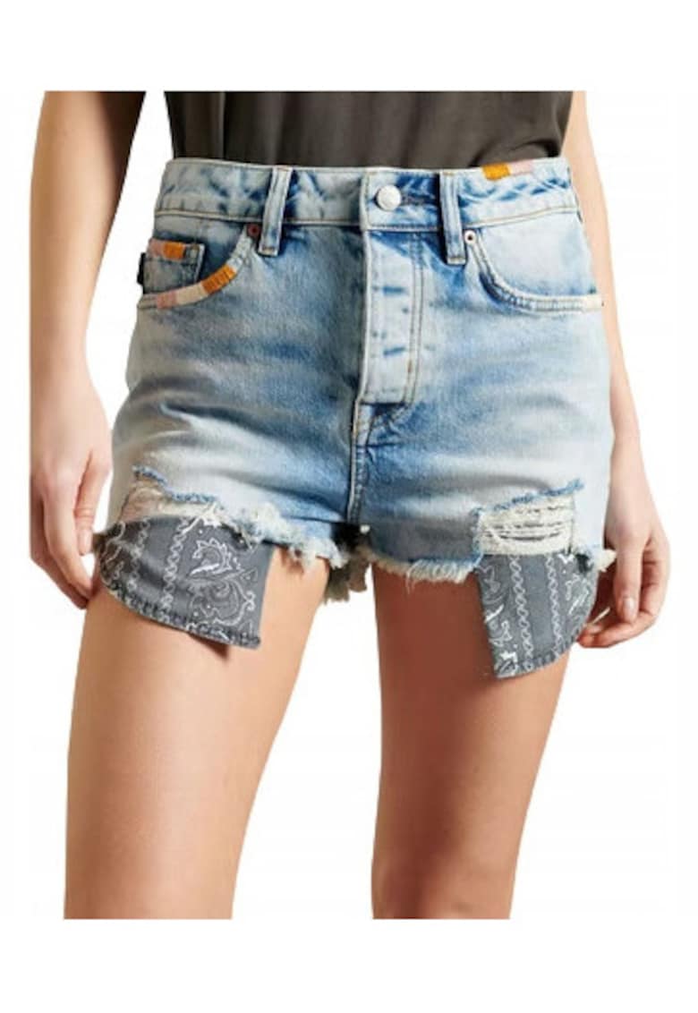 Oferte la Blugi scurti dama SUPERDRY - bumbac/modal/lyocell/elastan - albastru -