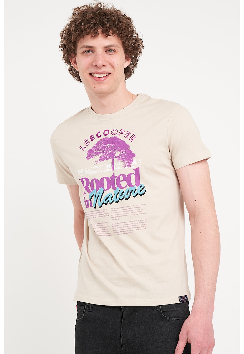 Oferte la Tricou cu imprimeu frontal - Bej