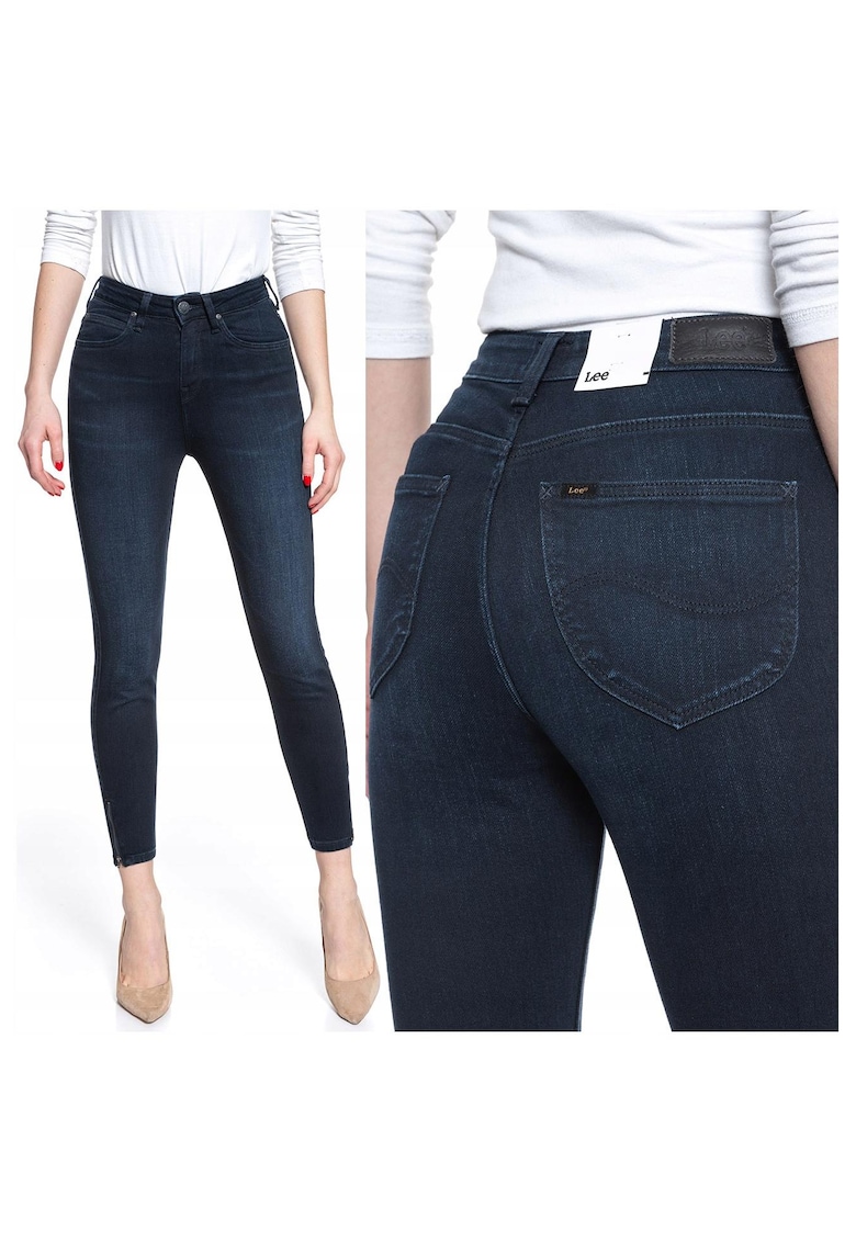 Blugi Dama -  Scarlett High Zip - W24-L31 - 100% Bumbac - Fermoar - Lungi - 5 Buzunare - High-Quality - Albastru