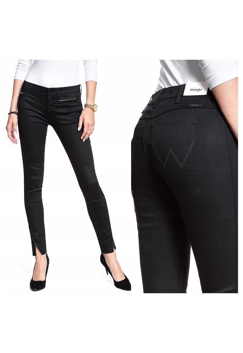 Blugi Dama -  Corynn - W26-L32 - Bumbac - Fermoar - Lungi - Talie Medie - 4 Bunzuare - High-Quality - Negru