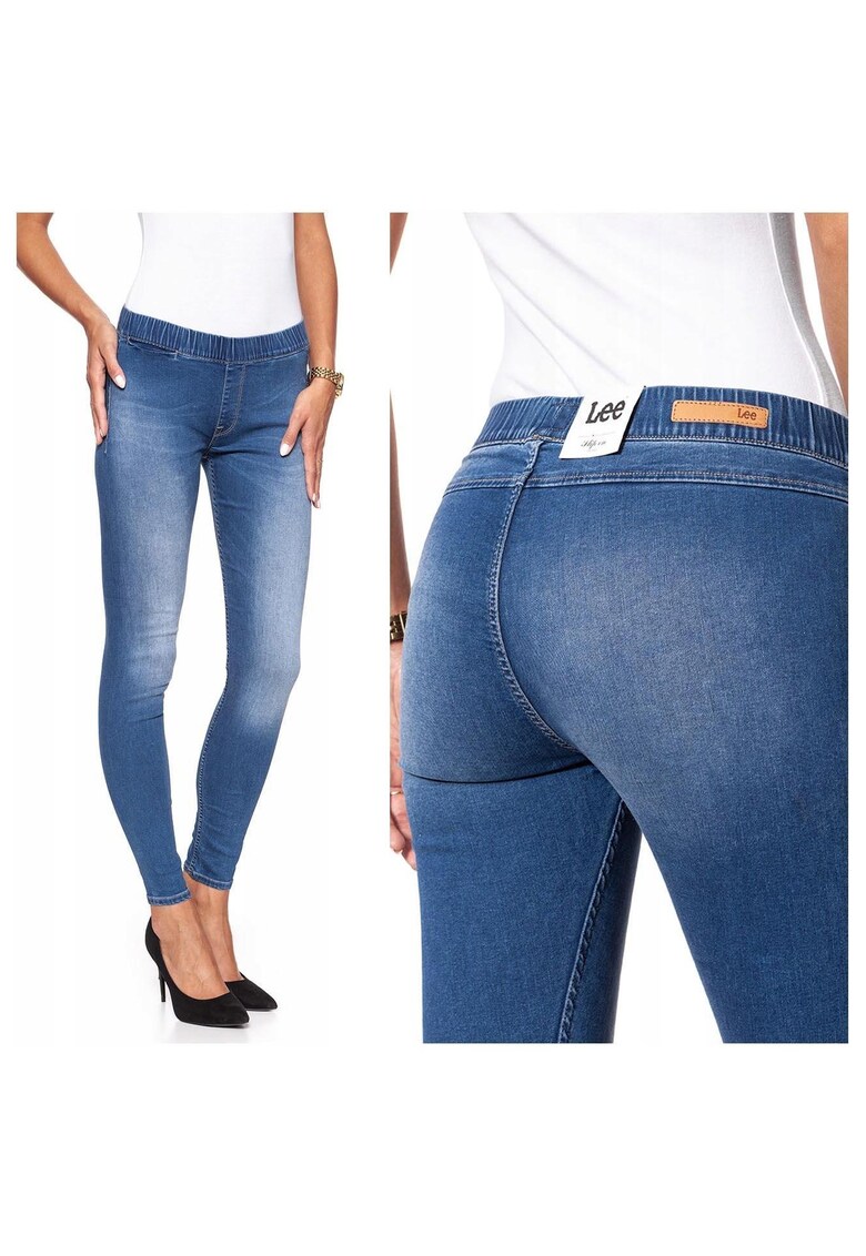 Blugi Dama -  Slip-On - W28-L33 - Bumbac - Fermoar - Lungi - Talie Medie - 5 Bunzuare - High-Quality - Albastru