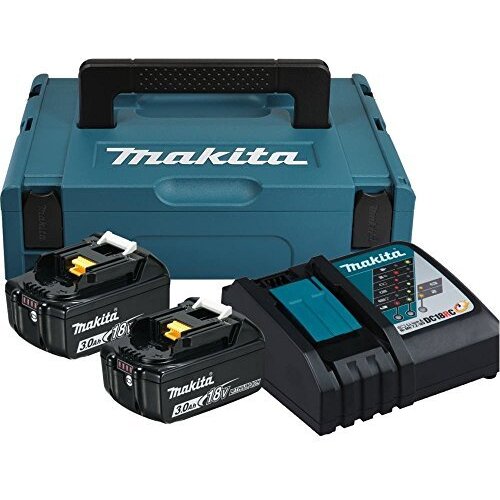 Kit Power Source 197952-5 2 Acumulatori Li-Ion 18V 3.0Ah Incarcator si Cutie Transport MakPac 1 Albastru/Negru