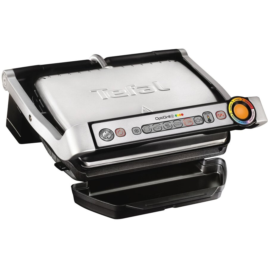Gratar electric Tefal OptiGrill+ GC712D34, 6 programe automate, argintiu