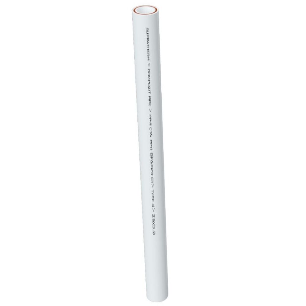 Teava PPR-CT 20 mm Supratherm, insertie compozit, 25 bar, alb, 4m