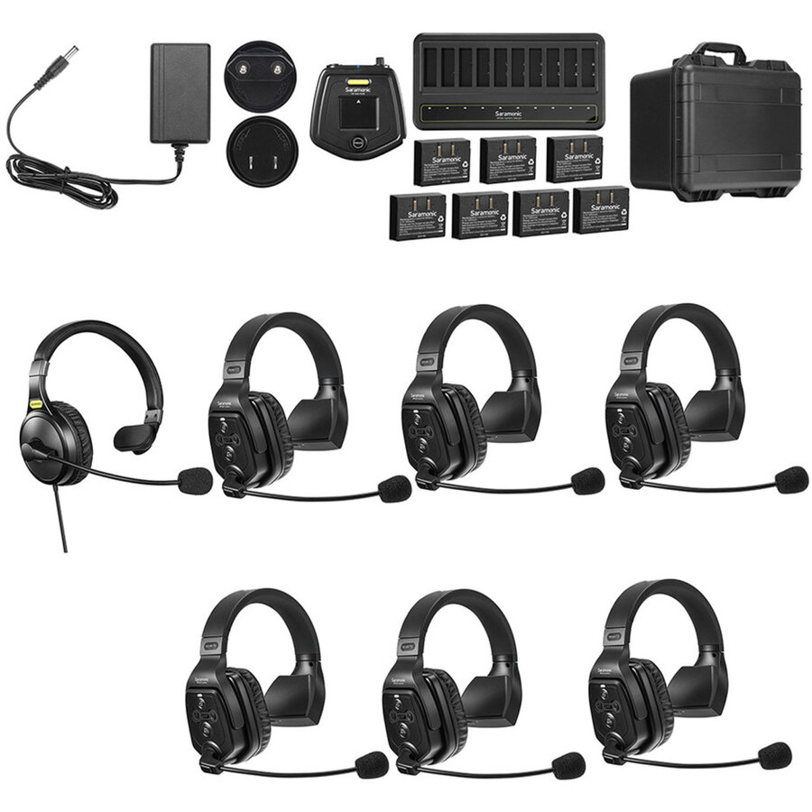 Sistem Intercom Wireless pentru 7 Persoane WiTalk WT7S Full-Duplex 1.9GHz Casti Single-ear Negru