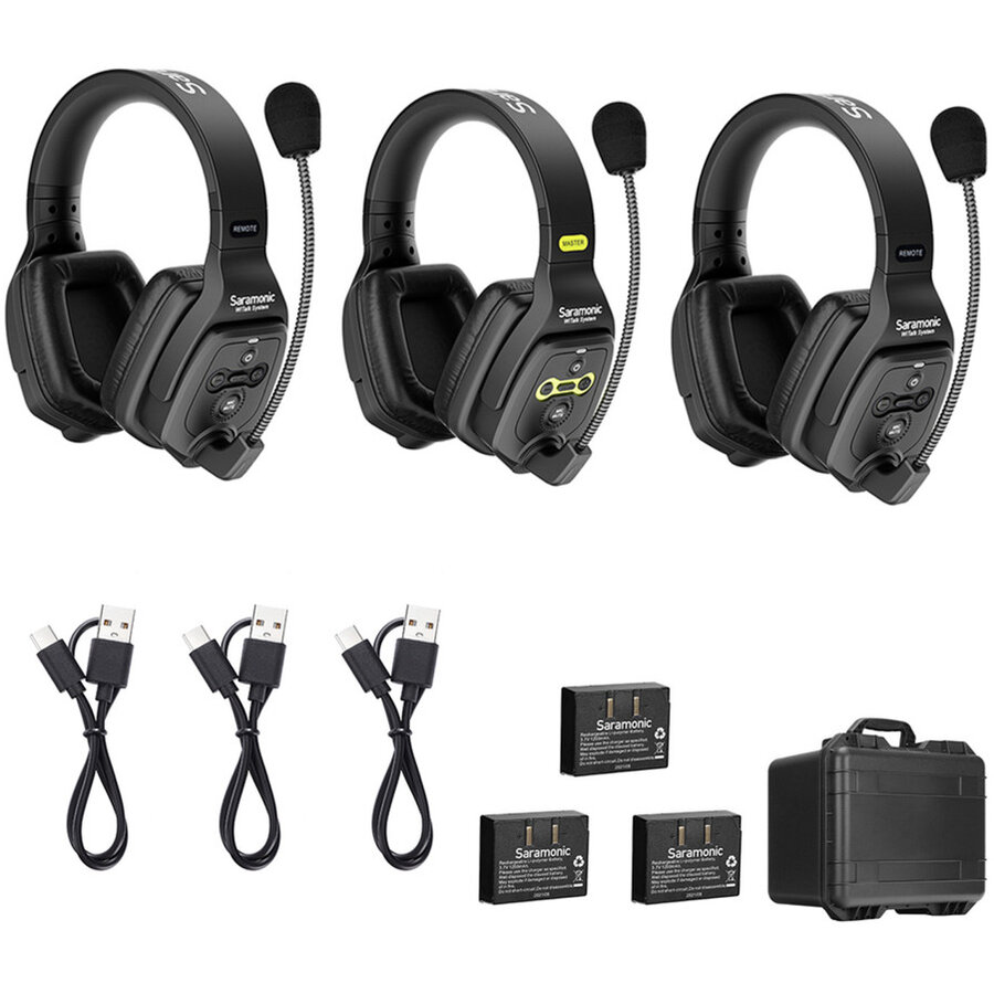 Sistem Intercom Wireless pentru 3 Persoane WiTalk WT3D Full-Duplex 1.9GHz Casti Dual-ear Negru