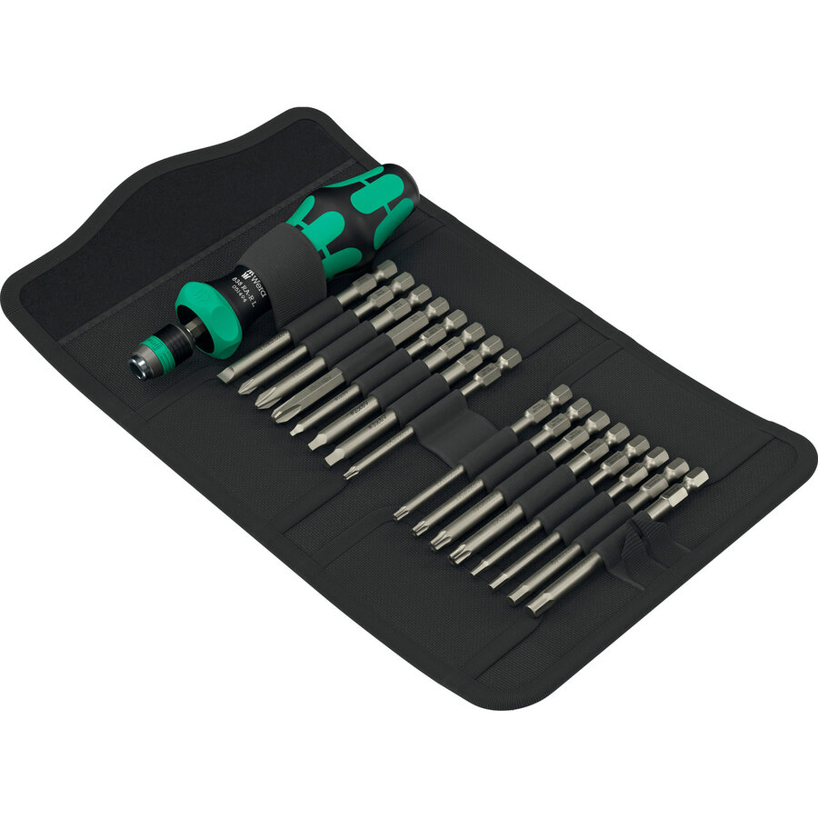 Kraftform Kompakt 60 RA-R Imperial 1, bit set black/green, 17-piece, 1/4, inch, with ratchet function and Rapidaptor quick-change chuck