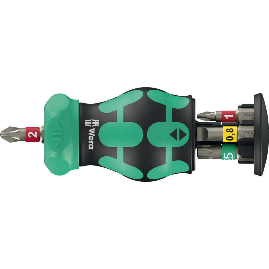 Kraftform Kompakt Stubby Magazine RA 1, bit set black/green, 6-piece, 1/4, with ratchet function