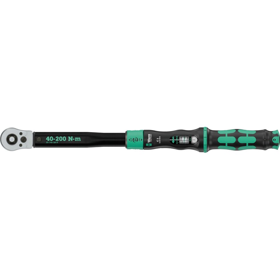 torque wrench with push-through square Click-Torque Lock C 3 R/L black/green, 1/2 drive, 40 to 200 Nm