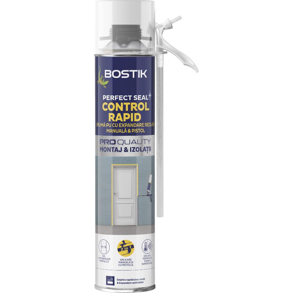 Spuma poliuretanica pentru montaj si izolatii, aplicare manuala/pistol, Bostik Control Rapid, 750 ml
