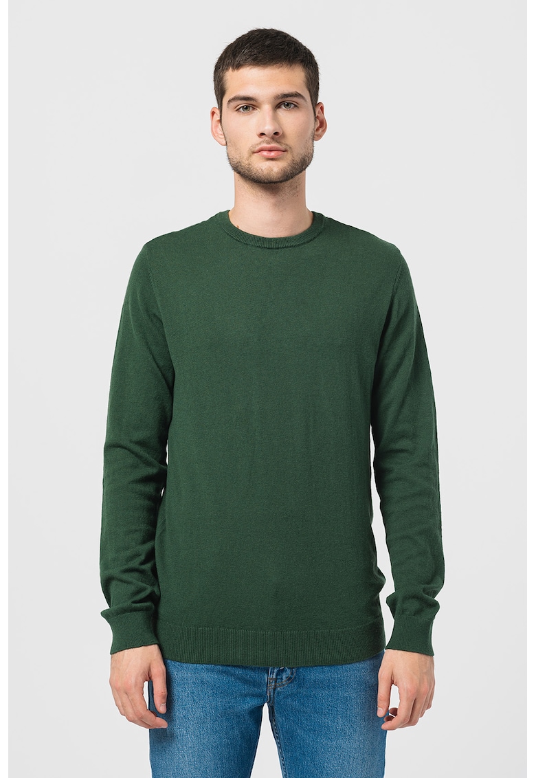 Oferte la Pulover din amestec de lana cu decolteu la baza gatului - Verde englez