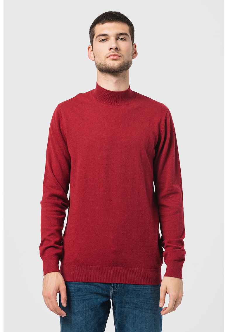 Oferte la Pulover tricotat fin din amestec de lana Seasonal - Visiniu