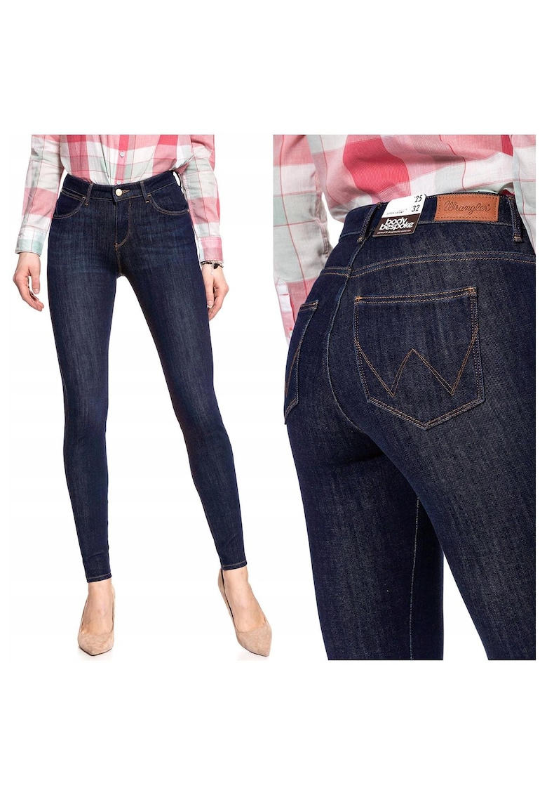 Blugi Dama -  Super Skinny W24-L32 - Bumbac - Zipper - Lung - 23 Buzunare 2 Mari 2 Medii Exterioare1 Mic Interior - Talie Joasa - Albastru