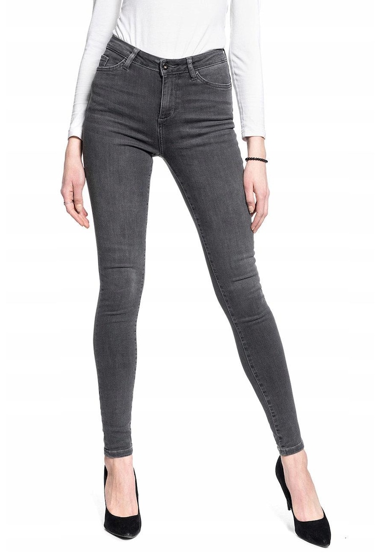 Oferte la Blugi Dama -  Zoe - W26-L32 US - Bumbac - Fermuar - Lung - 39 Buzunare 2 Mari 2 Medii Exterioare 1 Mic Interior - Talie Inalta - Gri