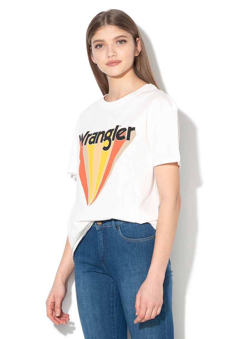Oferte la Tricou supradimensionat cu logo - Alb/Negru/Portocaliu