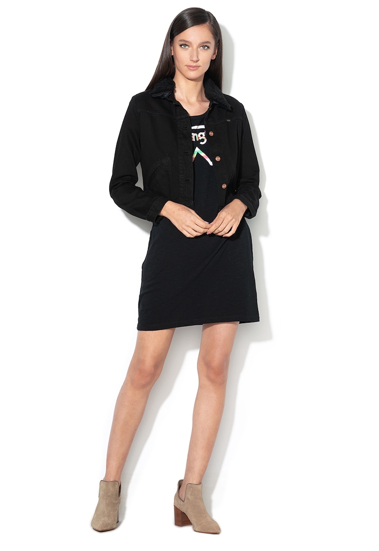 Oferte la Jacheta de denim Sherpa - Negru