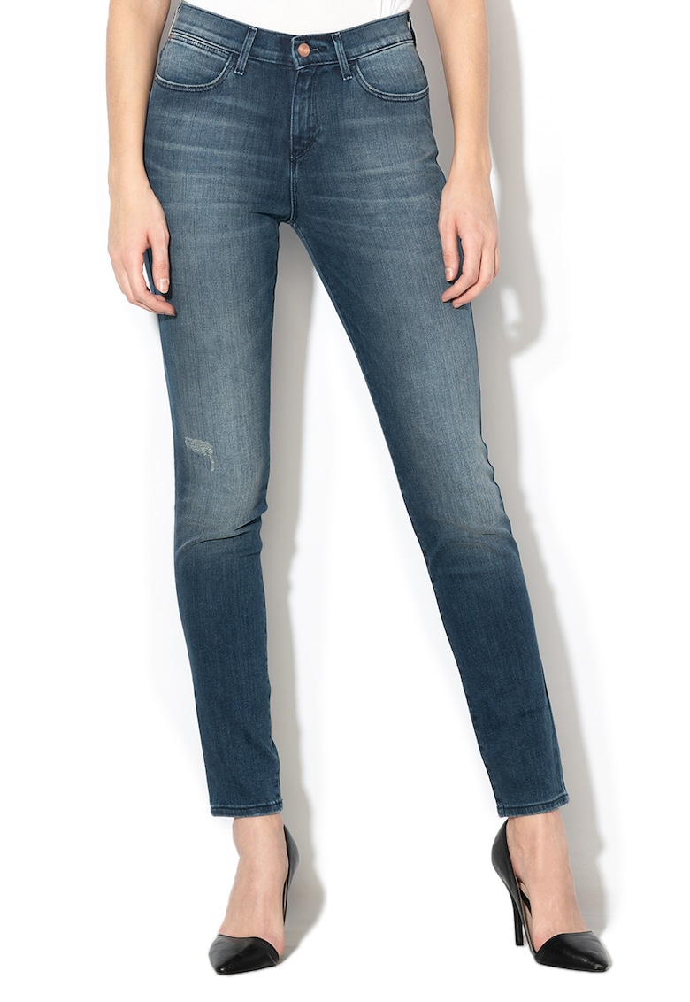 Oferte la Blugi straight fit cu talie inalta - Albastru
